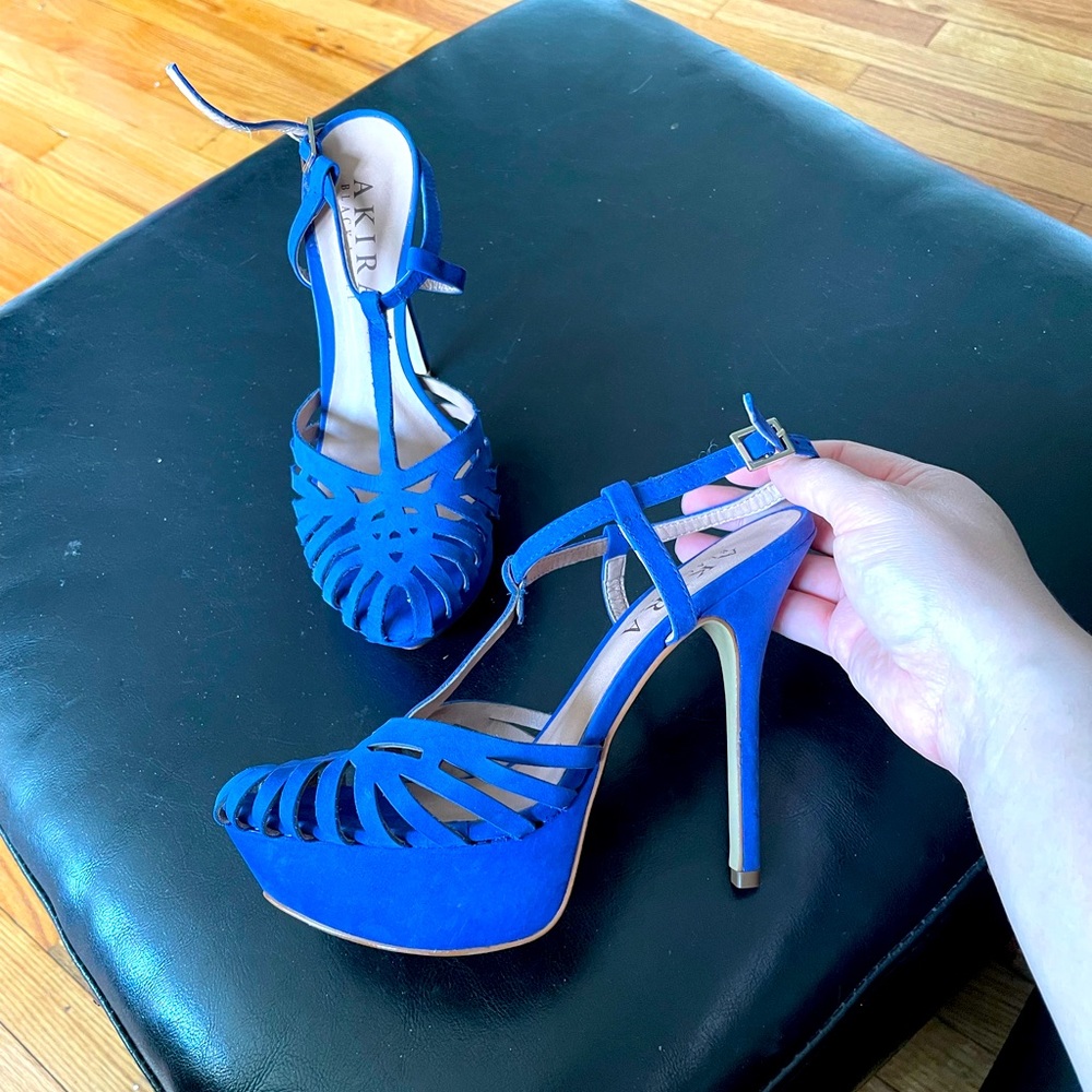 Akira Leather T-strap Breathable vibrant Sandal Pump Vintage Y2k platform blue 7